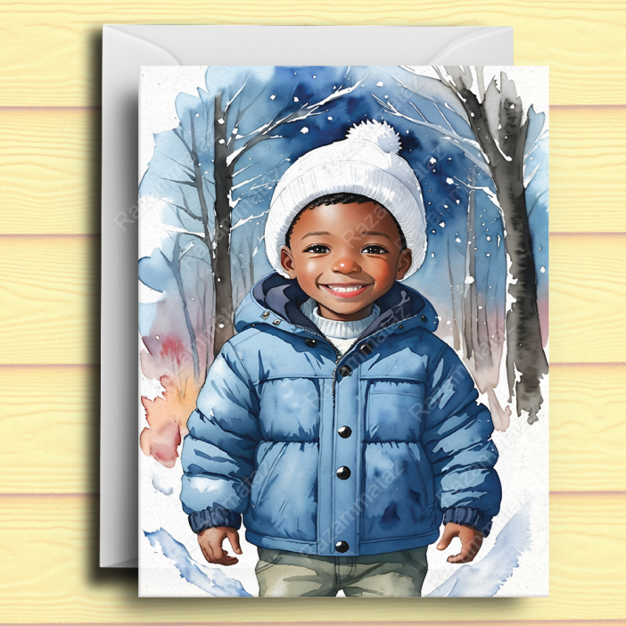 Black Boy G Christmas Card